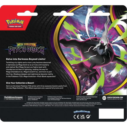 Pokemon TCG - Mega Evolution - Pitch Black (ME5) - 3-Pack Blister (Engelsk)